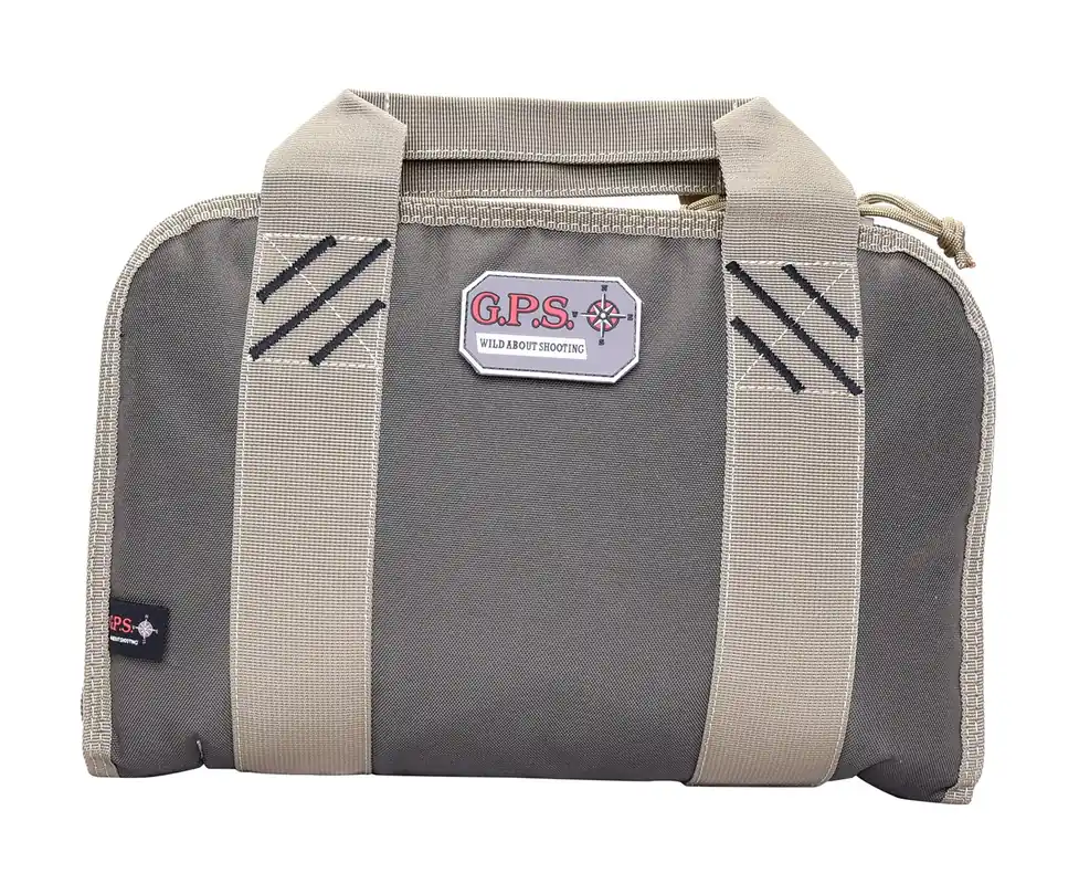 G*Outdoors Double Pistol Case with Ammo Dump Cup Rifle Green w/Khaki Trim 1-2 Handguns