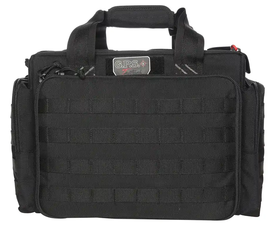 G*Outdoors Tactical Range Bag Black 1000D Nylon Teflon Coating with Foam Cradle Holds 5 Handguns, Storage Pockets & Handgun Sleeve Includes Ammo Dump Cups