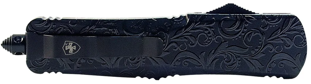 Templar Knife Maiden Gloss Gen II Large 3.50" OTF Dagger Plain Black Oxide Stonewashed 440C SS Blade/ 5.25" Black Gloss Aluminum Handle Features Glass Breaker Includes Pocket Clip/Sheath