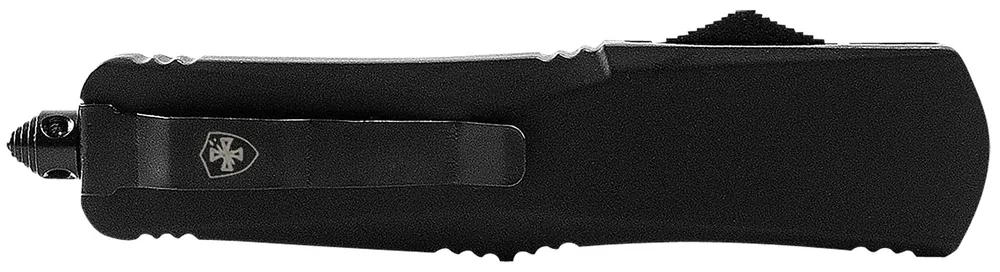 Templar Knife Black Rubber Gen II Large 3.50" OTF Tanto Plain Black Oxide Stonewashed Black 440C SS Blade/5.25" Black Rubber/Aluminum Handle Features Glass Breaker Includes Pocket Clip/Sheath