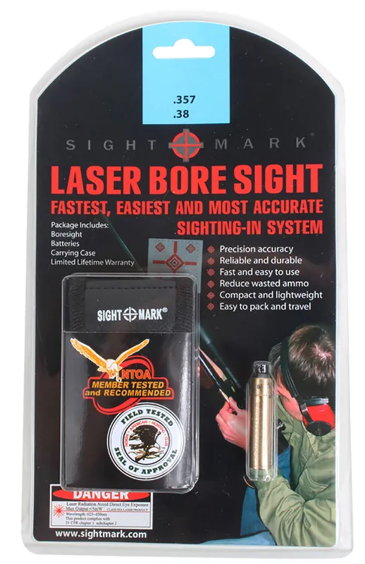 Sightmark Boresight, Red Laser for 38 Special/357 Mag, Brass, Includes Battery Pack & Carrying Case