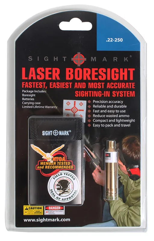Sightmark Boresight Red Laser for 22-250 Rem, 6.5 Creedmoor, Brass, Includes Battery Pack & Carrying Case