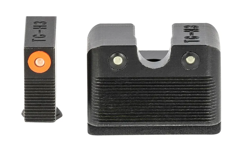 TruGlo Tritium Pro Night Sights 3-Dot High Set Green with Orange Outline Front, Green Rear with Nitride Fortress Finished Frame for MOS Glock 40, 41