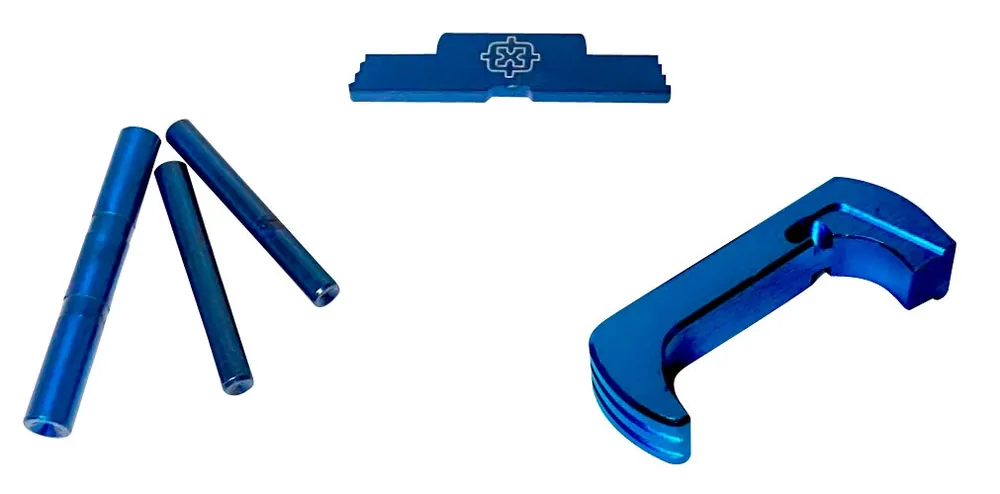Cross Armory 3 Piece Kit Extended Blue Anodized Aluminum/Steel for Glock 17, 19, 26, 34 Gen5