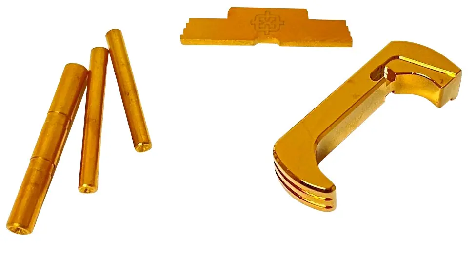 Cross Armory 3 Piece Kit Extended Gold Anodized Aluminum/Steel for Glock 17, 19, 26, 34 Gen5