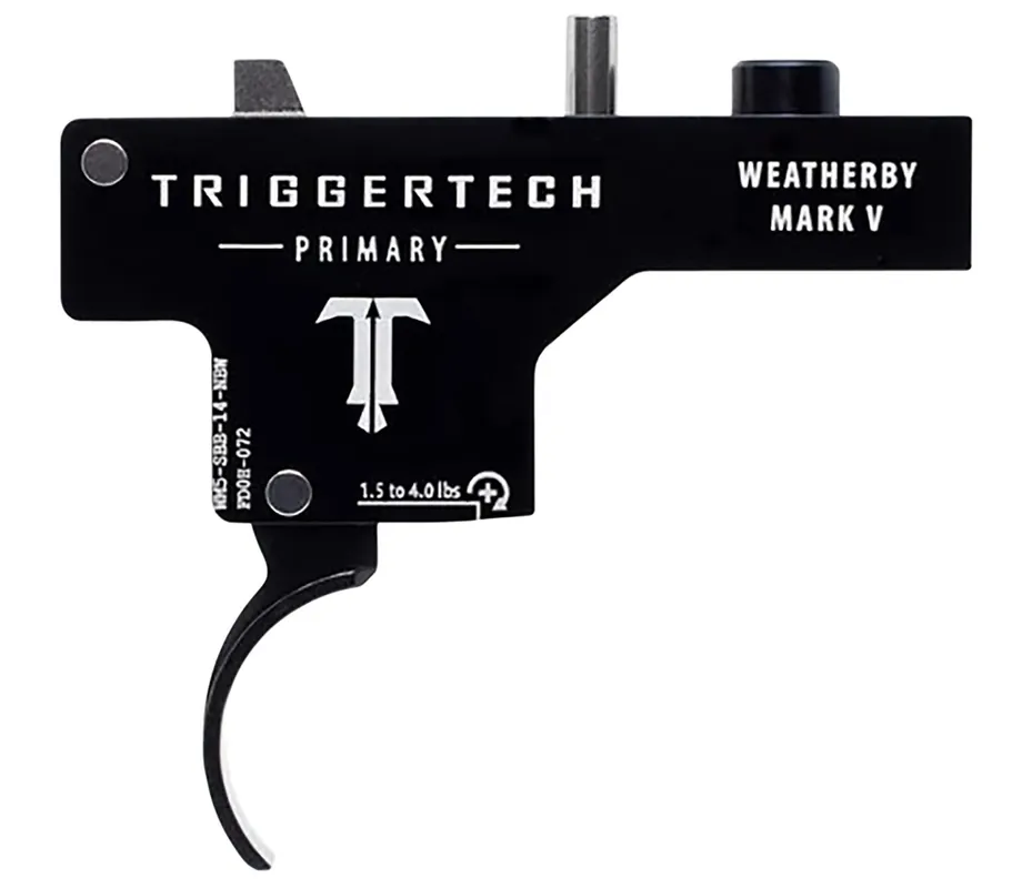 TriggerTech Primary Single-Stage Curved Trigger with 1.50-4 lbs Draw Weight & Black PVD Finish for Weatherby Mark V