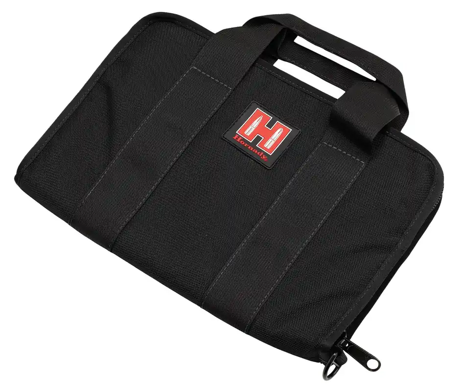 Hornady Pistol Case made of Cordura with Black Finish & Integrated Red Logo, YKK Zipper