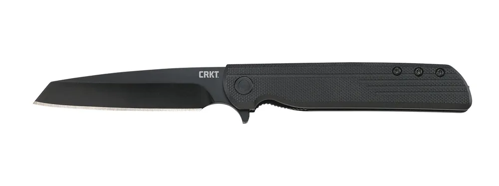 CRKT LCK + Blackout 3.24" Folding Tanto Plain Black Oxide 8Cr13MoV SS Blade/ Black GRN Handle Includes Pocket Clip