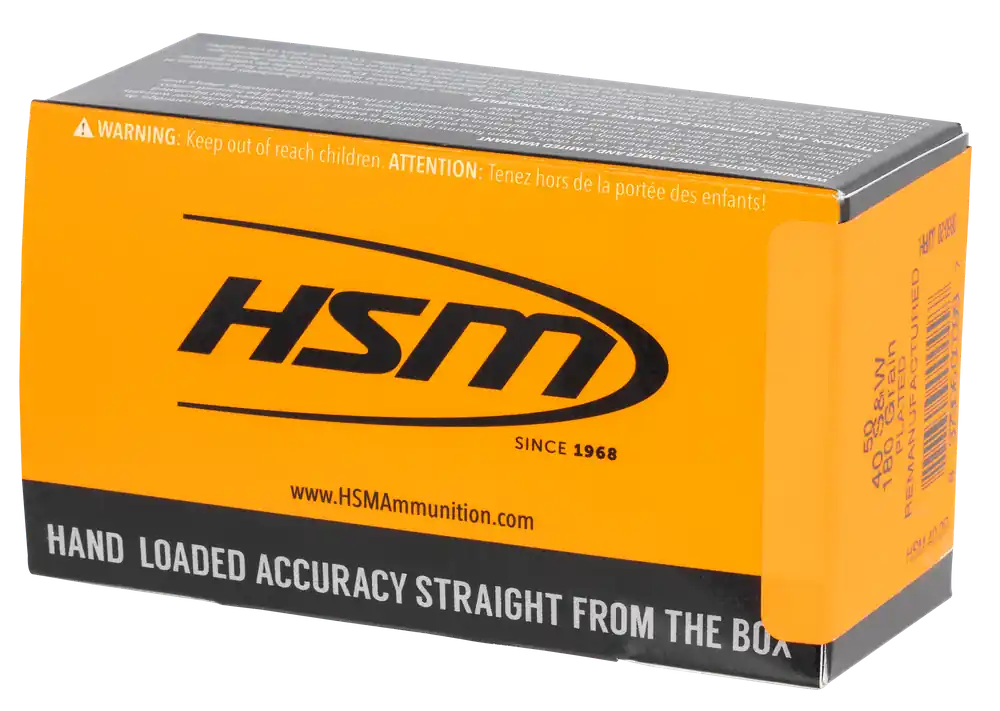 HSM Training 40 S&W 180 gr Plated Round Nose Flat Point (RNFP) 50 Bx/ 20 Cs