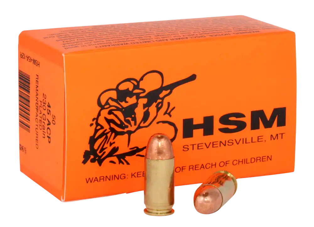 HSM Training 45 ACP 230 gr Plated Lead Round Nose 50 Bx/ 20 Cs