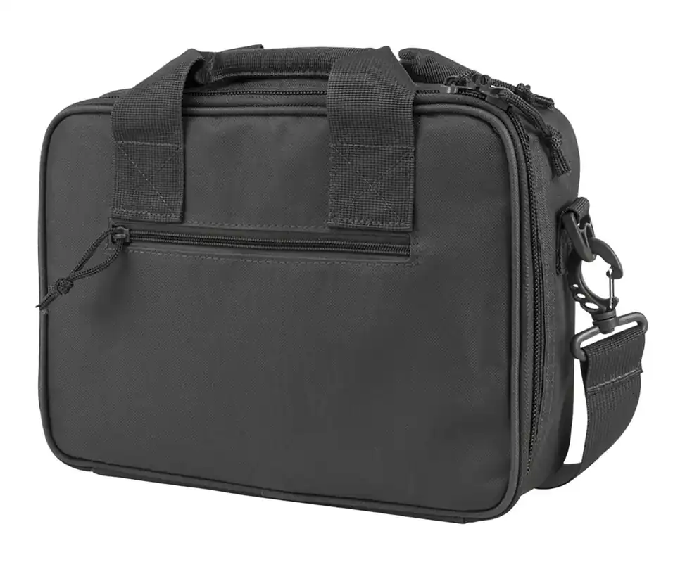 NcStar Double Pistol Range Bag with Mag Pouches, Loop Fasteners, Zippers, Padding & Urban Gray Finish