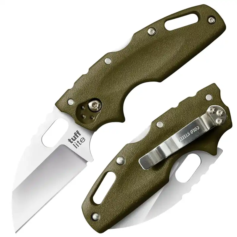 Cold Steel Tuff Lite 2.50" Folding Clip Point Plain AUS-8A SS Blade/OD Green Griv-Ex Handle Includes Pocket Clip