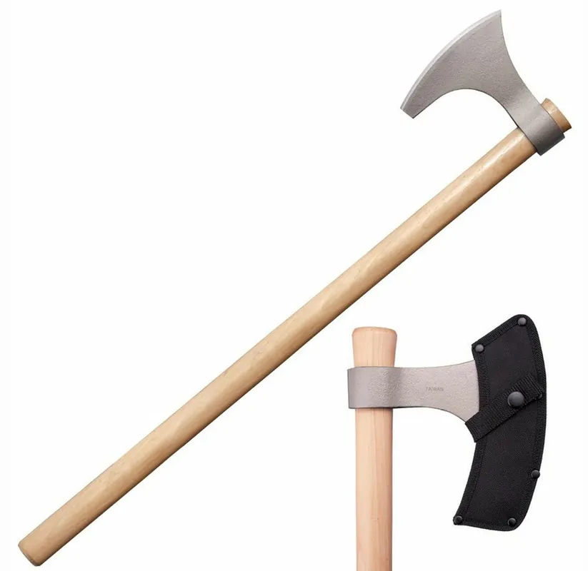 Cold Steel Viking Hand Axe 6" Blade Axe 1055 Carbon Steel Blade American Hickory Handle 30" Long