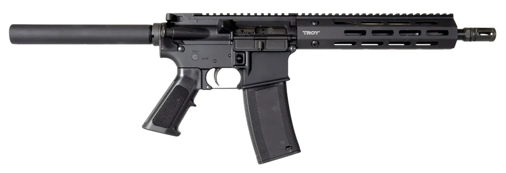 Troy Ind A3 .223 Rem 10.50" 30+1 Alum Rec Flash Hider Picatinny Rail Buffer Tube Stock Polymer Grip Black SPSTCA310BTB1