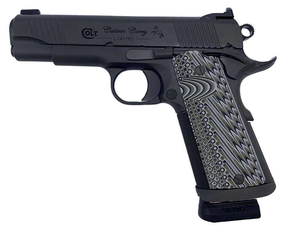 Colt Mfg Custom Carry Limited 9mm Luger Pistol 4.25" Black/Gray G10 Grip O4042CS