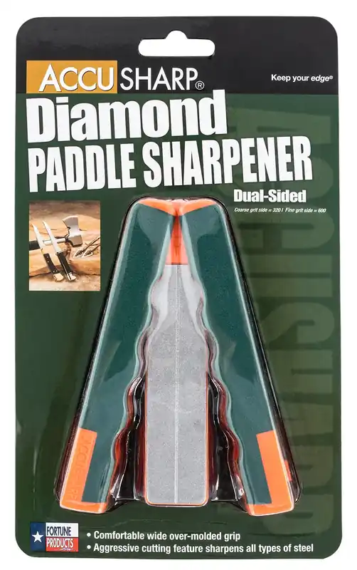 AccuSharp Diamond Paddle Folding Fine, Coarse Diamond Sharpener Gray/Orange Overmolded Rubber Handle
