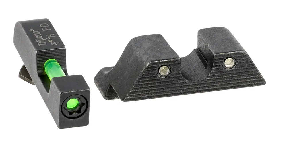 Trijicon DI Night Sight Set Interchangeable Tritium/Fiber Optic Green with Black Outline Front, Tritium Green with Black Outline Rear Black Frame for Most Glock (Except MOS Variants)