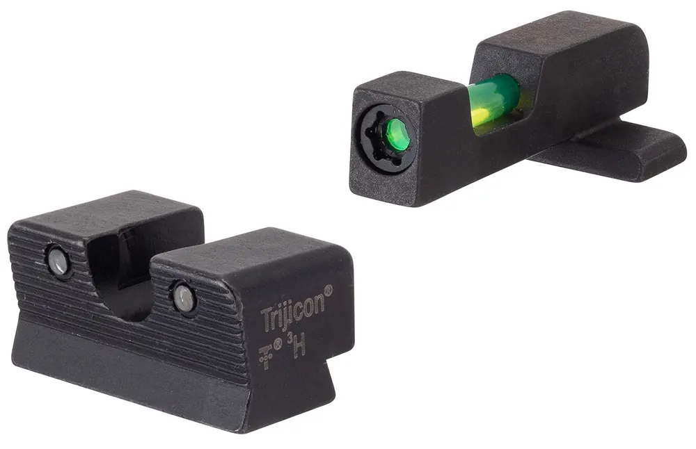 Trijicon DI Night Sight Set Interchangeable Tritium/Fiber Optic Green with Black Outline Front, Tritium Green with Black Outline Rear Black Frame for Springfield XD, XD Mod.2, XD-M