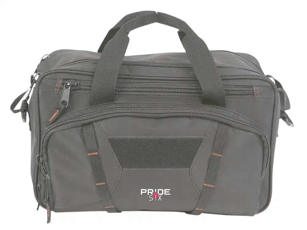 Tac Six Tactical Sporter Range Bag Black Endura with Removable Shoulder Strap, Pockets, Padded Pistol Rug & Exterior Webbing