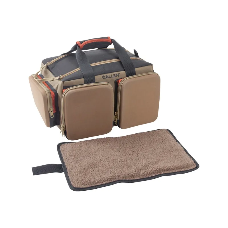 Allen Eliminator Rangemaster Range Bag with Pistol Rug, Multiple Exterior Pockets, Rigid Bottom Feet & Tan Finish