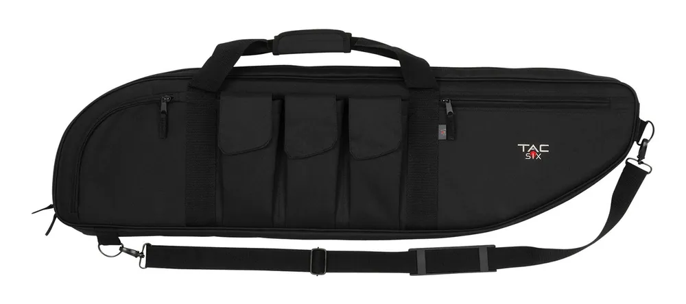 Tac Six Batallion Tactical Rifle Case with 3 Mag Pockets, Front & Rear Accessory Pockets, Detachable Shoulder Strap & Black Finish 38 L"