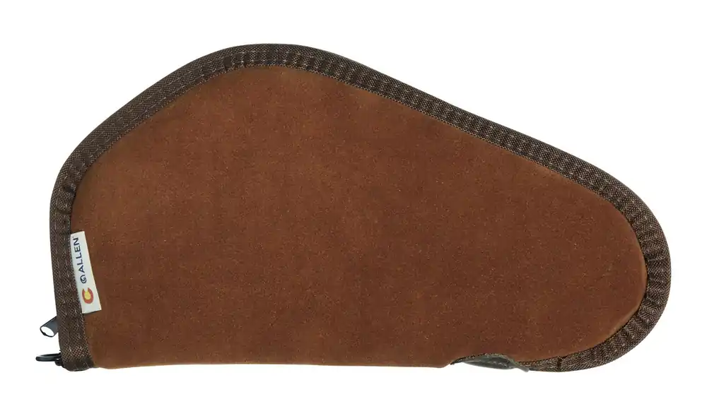 Allen Heritage Handgun Case made of Suede Leather with Brown Finish, Foam Padding & Lockable Zippers 11 L"