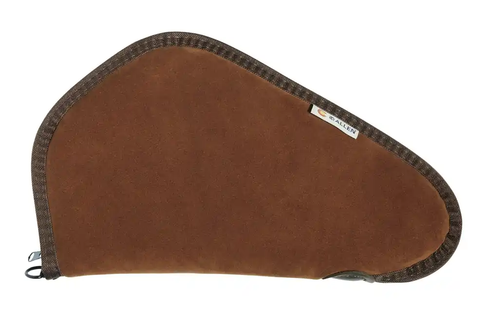 Allen Heritage Handgun Case made of Suede Leather with Brown Finish, Foam Padding & Lockable Zippers 13 L"