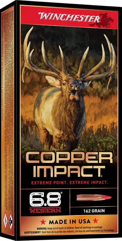 Winchester Ammo Copper Impact 6.8 Western 162 gr Extreme Point Copper (Lead Free) 20 Rounds X68WCLF