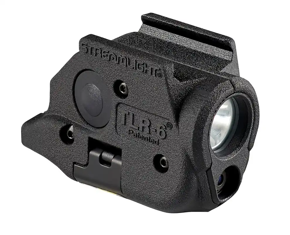 Streamlight TLR-6 Weapon Light w/Laser Fits Glock 43x/48 100 Lumens Output White LED Light Red Laser 89 Meters Beam Rail Grip Clamp Mount Black Anodized Polymer