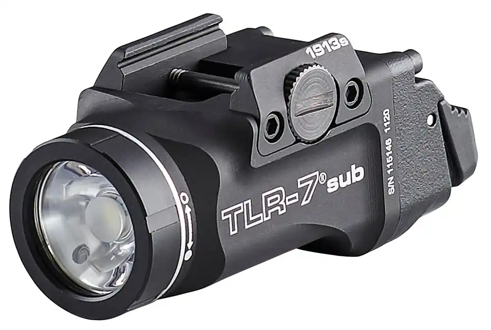 Streamlight TLR-7 Weapon Light 1913 Short Railed 500 Lumens Output White LED Light 141 Meters Beam Rail Grip Clamp Mount Black Anodized Aluminum