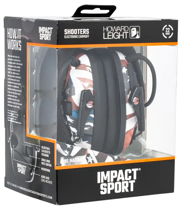 Howard Leight Impact Sport Electronic Muff 22 dB Over the Head Classic One Nation for Adults