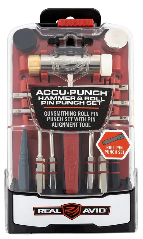 Real Avid Accu-Punch Hammer & Roll Pin Punch Set Black/Red Steel Rubber Handle