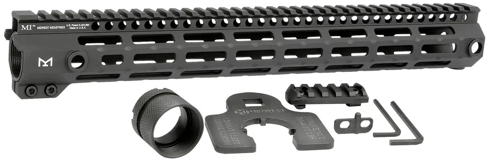 Midwest Industries Tactical G4M Handguard AR-15 Black Hardcoat Anodized Black 15‘ 6061-T6 Aluminum M-LOK