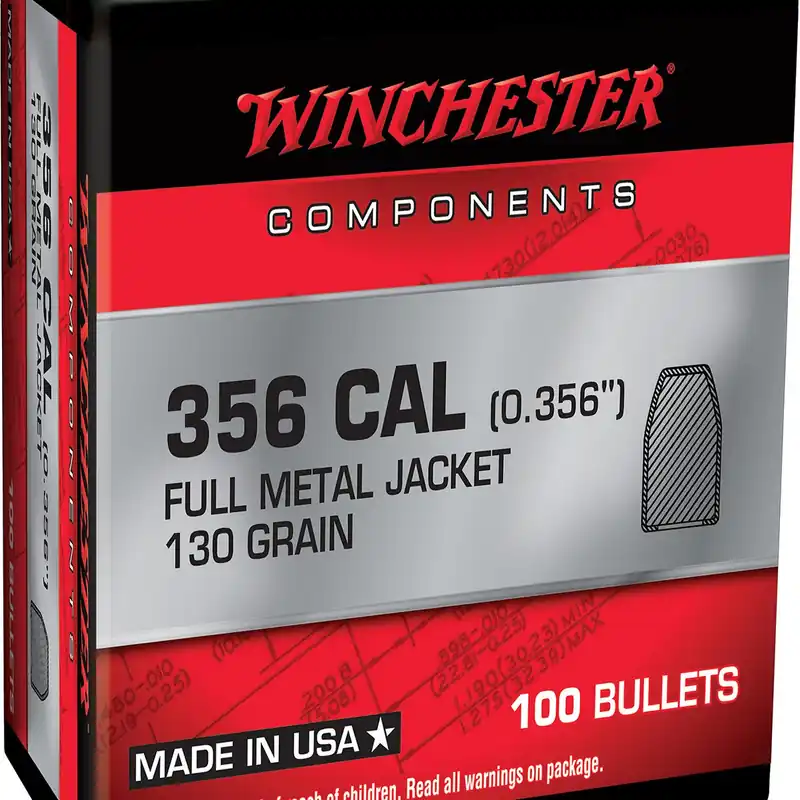 Winchester Ammo Centerfire Handgun Reloading 38 Cal 130 Gr FMJ 100/Box