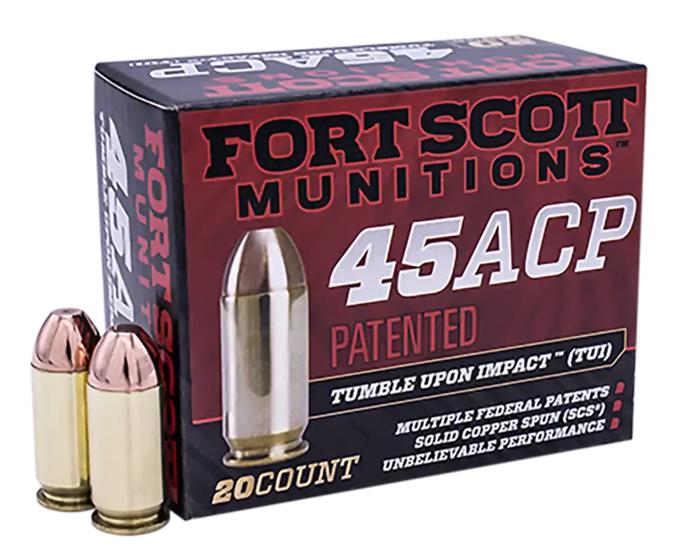 Fort Scott Munitions Tumble Upon Impact 45 ACP 180gr Solid Copper Spun 20rd Box
