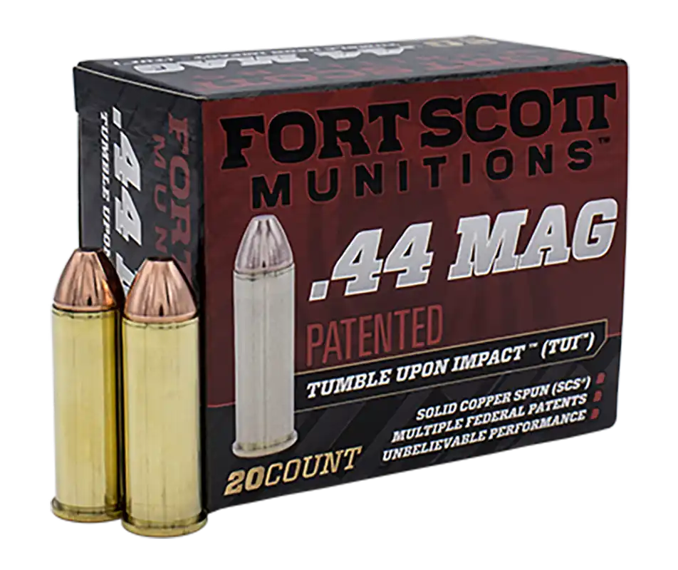 Fort Scott Munitions Tumble Upon Impact (TUI) 44 Rem Mag 200 gr Solid Copper Spun 20 Bx/ 25 Cs
