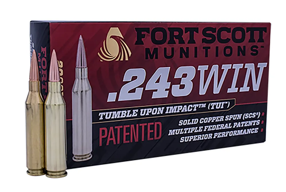 Fort Scott Munitions Tumble Upon Impact (TUI) 243 Win 80 gr Solid Copper Spun 20 Bx