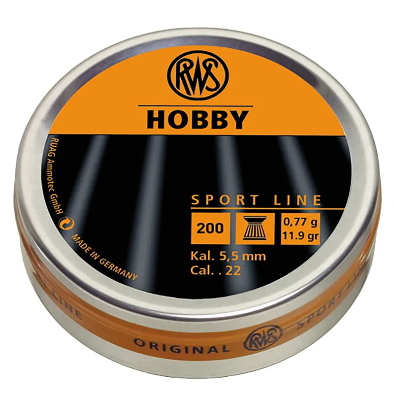RWS/Umarex 2401859 Hobby Pellets 22 Pellet Lead Wadcutter Pellet 200 Per Tin