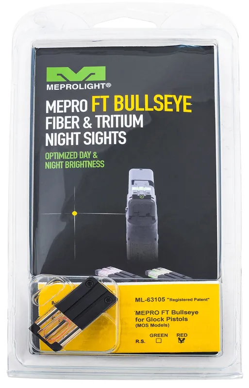 Meprolight USA Mepro FT Bullseye Front Sight Fixed Tritium Red Black Frame for Most Glock MOS
