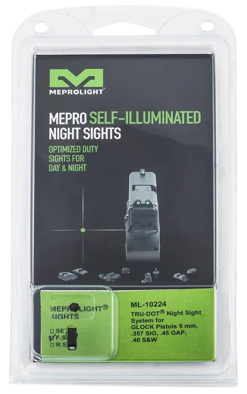 Meprolight 102243107 Mepro Tru-Dot R4E Optimized Duty Sights Fixed Tritium Green Black Frame for Glock