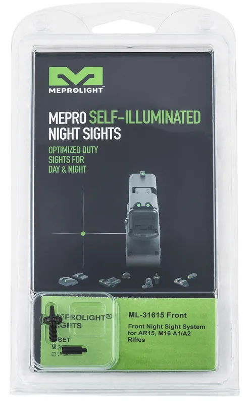 Meprolight USA Mepro Tru-Dot AR15/M16/M4 Sights Self-Illuminated Fixed Green Tritium Front with Black Frame for AR-15