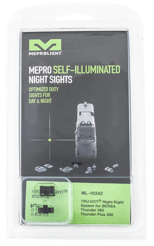 Meprolight USA Mepro Tru-Dot Fixed Sights Self-Illuminated Green Tritium Front & Rear with Black Frame for Bersa Thunder 380