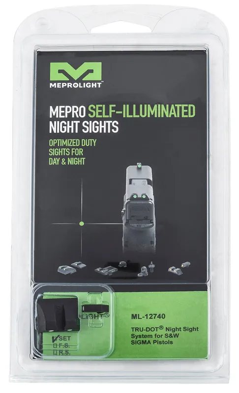 Meprolight USA Mepro Tru-Dot Fixed Sights Self-Illuminated Green Tritium Front & Rear with Black Frame for S&W SD VE, Sigma