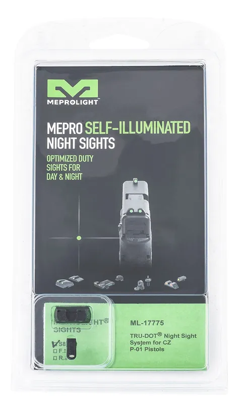 Meprolight USA Mepro Tru-Dot Fixed Sights Self-Illuminated Green Tritium Front & Rear with Black Frame for CZ P-01