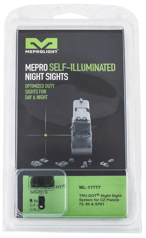 Meprolight USA Mepro Tru-Dot Fixed Sights Self-Illuminated Green Tritium Front & Rear with Black Frame for CZ 75, 85, 75 SP01