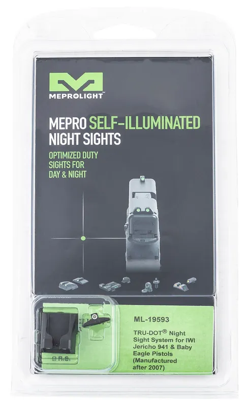Meprolight USA Mepro Tru-Dot Fixed Sights Self-Illuminated Green Tritium Front & Rear with Black Frame for Jericho 941