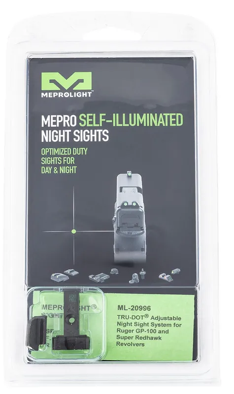 Meprolight USA Mepro Tru-Dot Adjustable Sights Self-Illuminated Green Tritium Front & Rear with Black Frame for Ruger GP100