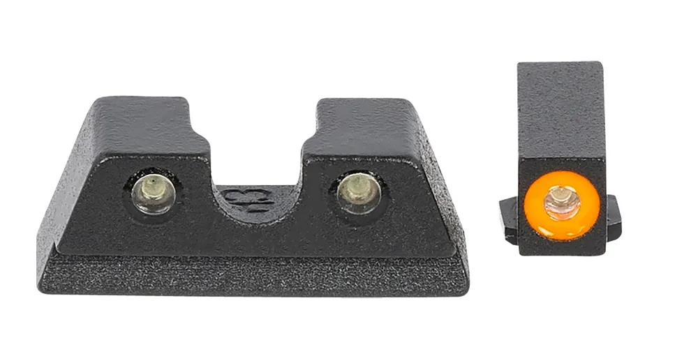 Meprolight USA Mepro Hyper-Bright Self-Illuminated Sights Fixed Tritium Orange Front, Green Rear Black Frame for Glock 42,43,43X,48