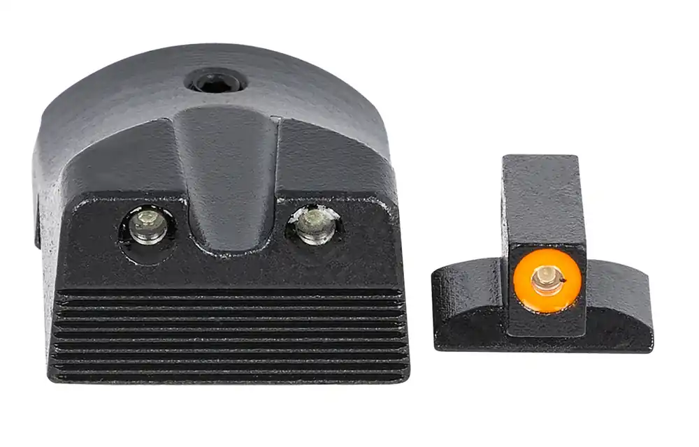 Meprolight USA Mepro Hyper-Bright Self-Illuminated Sights Fixed Tritium Orange Front, Green Rear Black Frame for Kimber 1911