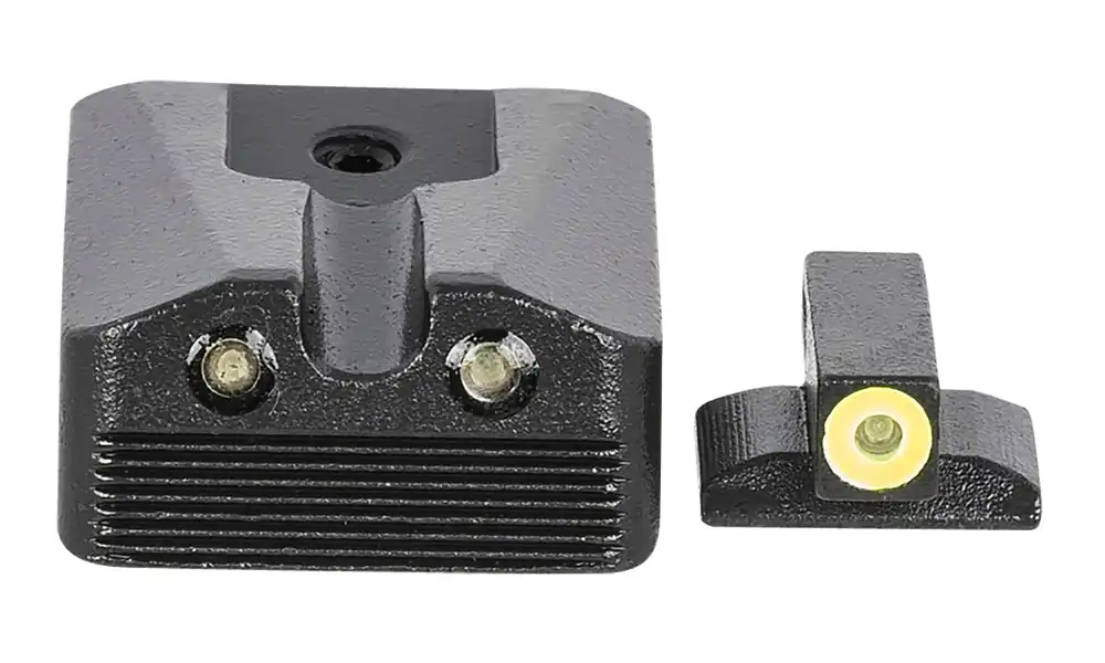 Meprolight USA Mepro Hyper-Bright Self-Illuminated Sights Fixed Tritium Yellow Front, Green Rear Black Frame for Kimber 1911 Wedge